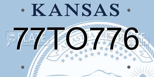 77TO776 Kansas License Plate