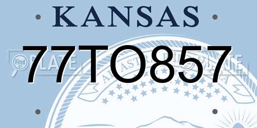 77TO857 Kansas License Plate