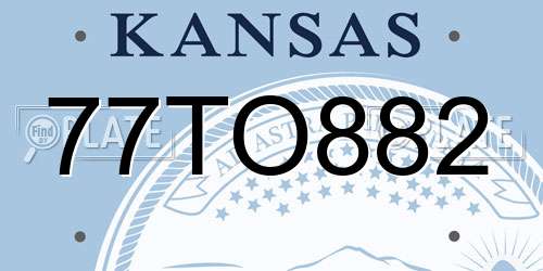 77TO882 Kansas License Plate