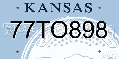 77TO898 Kansas License Plate