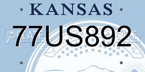 77US892 Kansas License Plate