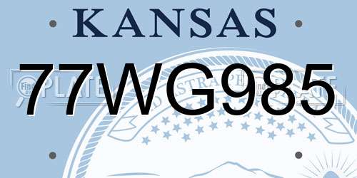77WG985 Kansas License Plate