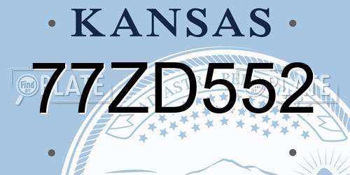 77ZD552 Kansas License Plate