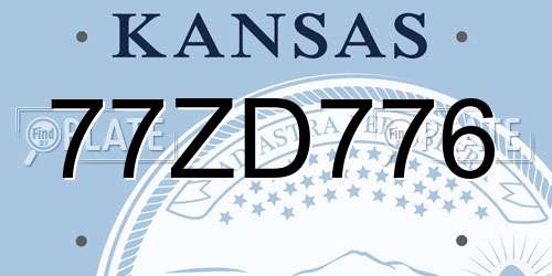 77ZD776 Kansas License Plate