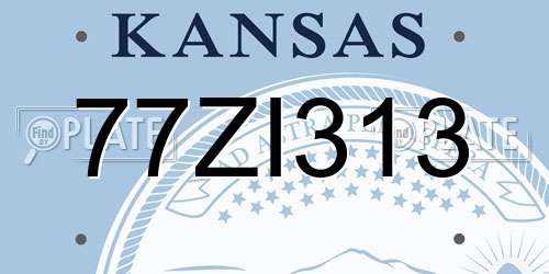 77ZI313 Kansas License Plate