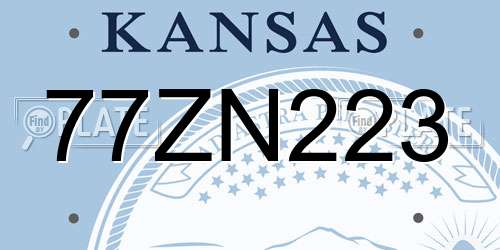 77ZN223 Kansas License Plate