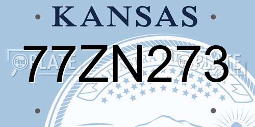 77ZN273 Kansas License Plate