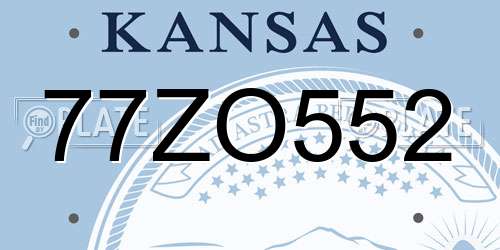 77ZO552 Kansas License Plate