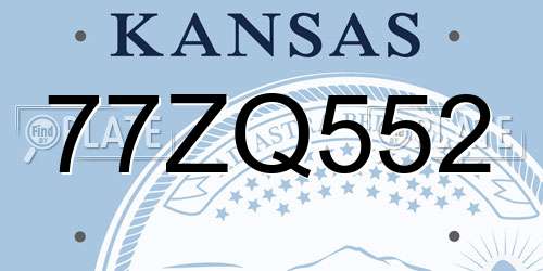 77ZQ552 Kansas License Plate