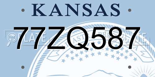 77ZQ587 Kansas License Plate