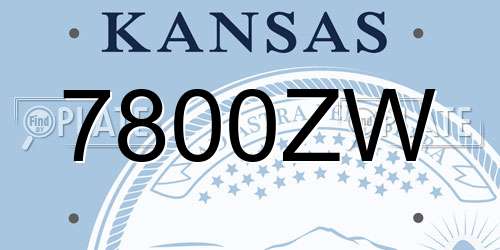 7800ZW Kansas License Plate