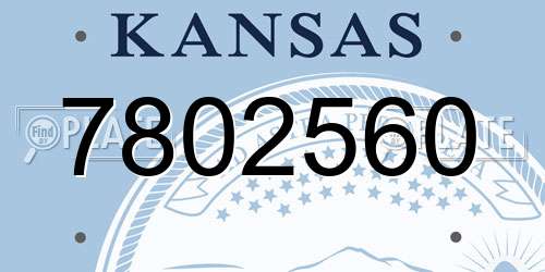 7802560 Kansas License Plate