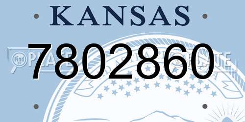7802860 Kansas License Plate