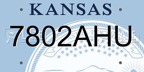 7802AHU Kansas License Plate