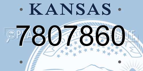 7807860 Kansas License Plate