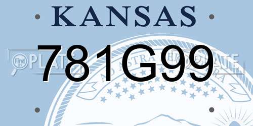 781G99 Kansas License Plate
