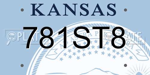 781ST8 Kansas License Plate