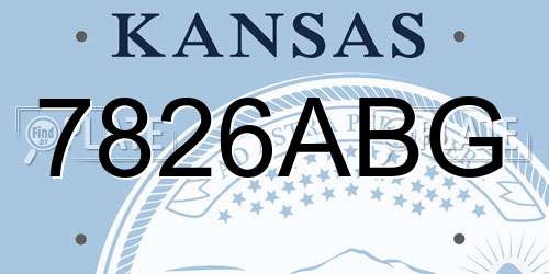 7826ABG Kansas License Plate