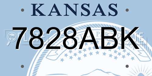 7828ABK Kansas License Plate