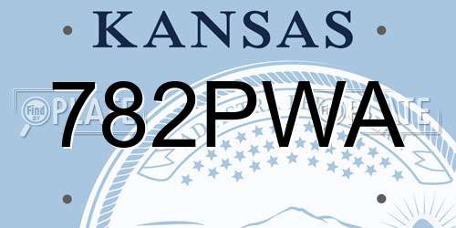 782PWA Kansas License Plate