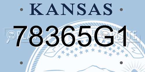 78365G1 Kansas License Plate