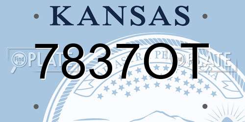 7837OT Kansas License Plate