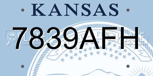 7839AFH Kansas License Plate
