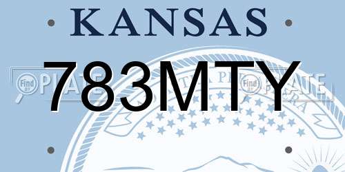 783MTY Kansas License Plate
