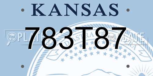 783T87 Kansas License Plate