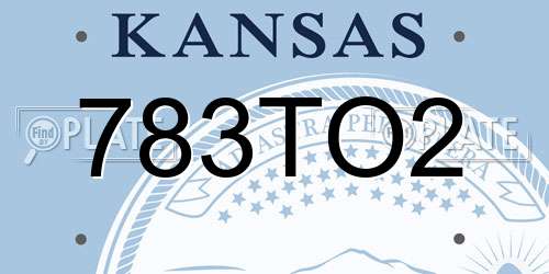 783TO2 Kansas License Plate