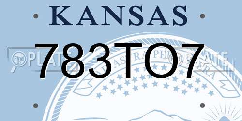 783TO7 Kansas License Plate