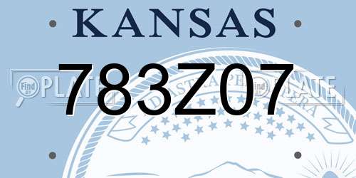 783Z07 Kansas License Plate