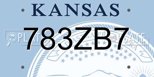 783ZB7 Kansas License Plate
