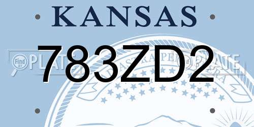 783ZD2 Kansas License Plate
