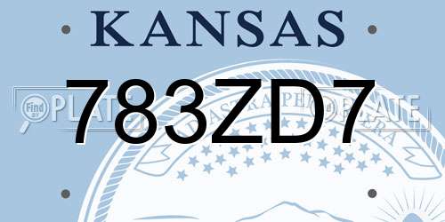 783ZD7 Kansas License Plate