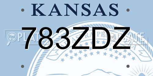 783ZDZ Kansas License Plate