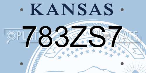 783ZS7 Kansas License Plate
