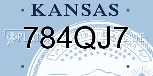 784QJ7 Kansas License Plate