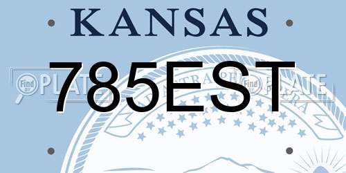 785EST Kansas License Plate