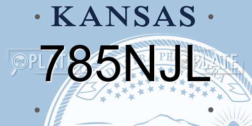 785NJL Kansas License Plate