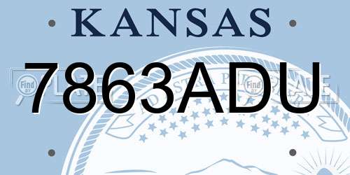 7863ADU Kansas License Plate