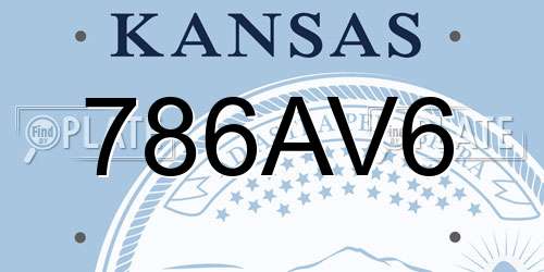 786AV6 Kansas License Plate