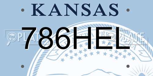 786HEL Kansas License Plate