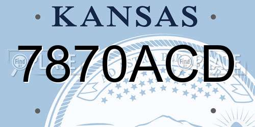 7870ACD Kansas License Plate