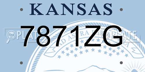 7871ZG Kansas License Plate