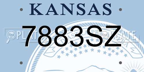 7883SZ Kansas License Plate