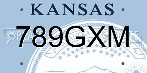 789GXM Kansas License Plate