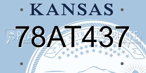 78AT437 Kansas License Plate