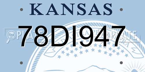78DI947 Kansas License Plate