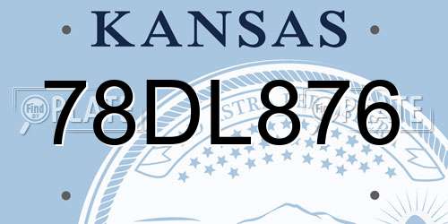 78DL876 Kansas License Plate